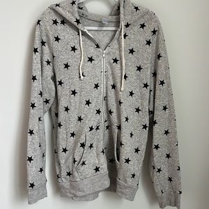 Alternative / Gray Hoodie with Star Pattern / Size L